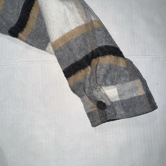 ZARA Womens M Shacket Shirt Jacket Plaid Oversized Button Down Fleece Fall Cozy - Picture 9 of 10